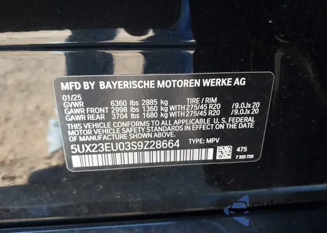 2025 BMW X5 xDrive40I z USA, uszkodzony, nr VIN 5UX23EU03S9Z28664